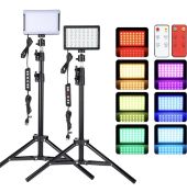 RRP £48.99 LED Video Light for Camera, RGB Photo Lighting Kit (2 Packs) with Tripod and Remote