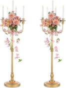 RRP £115.99 Nuptio Metal Gold Candelabra Candle Holder 1.2m Set of 2 Tall Large Floor Standing