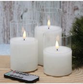 RRP £21.99 Eywamage Clear Glass LED Candles with Remote Flickering Flameless Candles