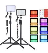 RRP £48.99 LED Video Light for Camera, RGB Photo Lighting Kit (2 Packs) with Tripod and Remote