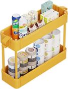 RRP £36 Set of 4 x JIUYOTREE 2-Tier Slim Storage Rack, Standing Shelf Unit Organizer