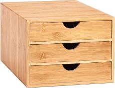 RRP £34.99 woodluv 3 Drawer Bamboo Desktop Tidy A4 Sturdy Stationary Storage Organiser