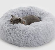 RRP £75 Set of 5 x Enjamoy Plush Donut Pet Bed Soft Cushion, Grey 50cm