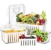 RRP £23.99 Jucoan 3-Pack Produce Saver Container with Time Setting Fridge Bins