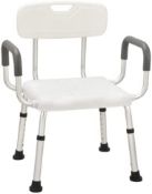 RRP £54.99 MYOYAY Shower Chair 6 Levels Height Adjustable Seat with Padded Armrests and Back