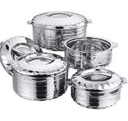 RRP £75.99 Vinod Stainless Steel Hot Cold Food Insulated Casserole Double Wall, Set of 4