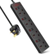 ExtraStar Extension Lead Surge Protection 4 Way Outlets, 13A Power Strip with Individual Switches