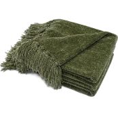 RRP £25.99 Recyco Chenille Throw Blanket with Tassels Soft Cozy, 152 x 127 cm