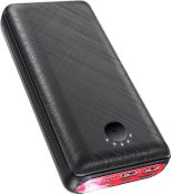 RRP £32.99 IGA PRO Power Bank, 30000mAh Portable Charger with 3 Outputs & 3 Inputs