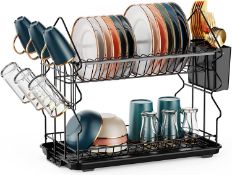 RRP £28.99 iSPECLE Dish Drainer Rack, Small Dish Drainer Rust-resistant 2 Tier Dish Rack