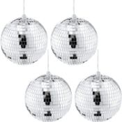 RRP £46 Suwimut Set of 8 Mirror Disco Ball,15cm/6 Inches Cool and Fun Silver Party Disco Ball