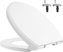 RRP £24.99 lesolar Toilet Seat with Soft Close Universal Elongated Toilet Lid with Oval Cover