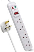 EXTRASTAR Universal Extension Lead, 4 Way Outlets Surge Protection Power Strips with Switch