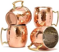 RRP £20.99 Terashopee Copper Mugs, Set of 4 560 ML/ 18 OZ