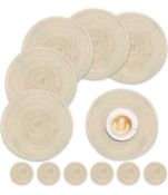 Lamaycens 12-Pack Round Placemats and Coasters Set