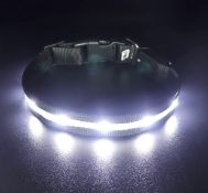 RRP £48 Set of 4 x LED Dog Collar USB Rechargeable Waterproof Light Up Pet Collar Reflective