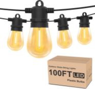 RRP £65.99 NIIU 100FT Outdoor String Lights Mains Powered, LED Garden Lights 30+2 Plastic Bulbs
