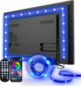 RRP £40 Set of 2 x Daymeet TV LED Lights 5M Backlight with Remote RGB Sync with Music Bluetooth