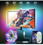 RRP £40 Set of 2 x Daymeet TV LED Lights 5M Backlight with Remote RGB Sync with Music Bluetooth