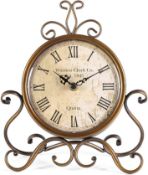 RRP £25.99 HZDHCLH Table Clocks 28 cm Height Silent Non Ticking Roman Retro Art Desk Clock