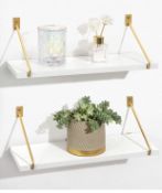 RRP £23.99 Gronda White Floating Shelves Set of 2 with Gold Brackets