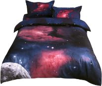 Sourcingmap 4-Piece Galaxies Duvet Cover Sets - 3D Printed Space Themed, King Size