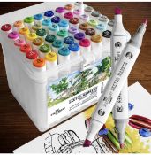 RRP £19.99 Stationery Island Alcohol Markers Set of 48 Dual Tip Markers