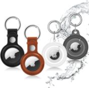 RRP £300 Set of 30 x 4-Pack AirTag Keyring Holder, Durable Leather AirTag Keyring, IPX8 Waterproof