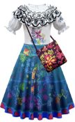 RRP £18.99 Kids Girls Mirabel Isabela Costume Children's Dress with Shoulder Purse Bag, 8-9 Years
