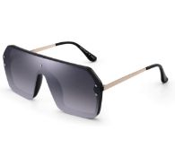 Jim Halo Oversized Shield Sunglasses Flat Top Gradient Lens Rimless