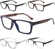 RRP £190 Set of 10 x Yuluki 5-Pack Reading Glasses Blue Light Blocking
