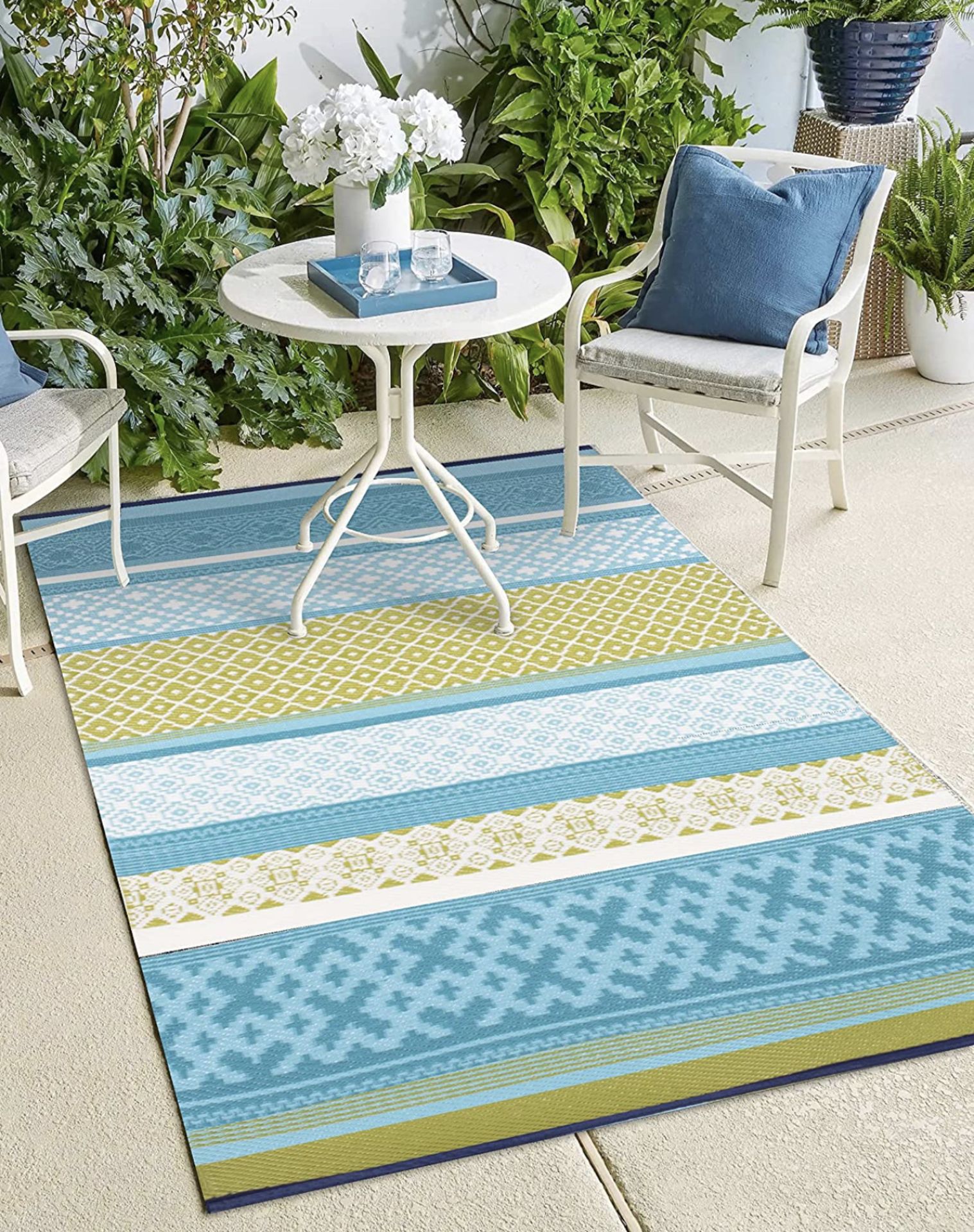 RRP £91.99 Green Decor Reversible Recycled Plastic Rug Garden Patio Indoor, 150 x 240cm