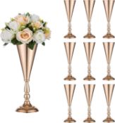 RRP £92.99 Sziqiqi Set of 10 Tall Metal Wedding Centerpieces for Reception Tables, Gold Flower Vase