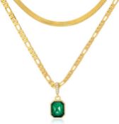 RRP £60 Set of Mesovor 18K Gold Layered Jewellery, Earrings and Crystal Necklace Chain Necklace