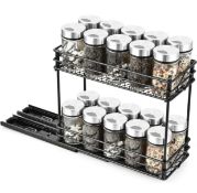 RRP £22.99 Aceyoon 2-Tier Pull Out Spice Rack Stretchable 26-42cm Seasoning Organiser