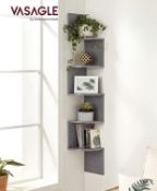 RRP £28.99 Vasagle Corner Shelf 5-Tier Floating Wall Shelf ZigZag Bookshelf