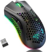 RRP £48 Set of 2 x BENGOO KM-1 Wireless Gaming Mouse, Computer Mouse with Honeycomb Shell