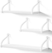 Love-KANKEI Rustic Shelves, Decorative Wall Shelf Set of 3, Floating Shelves White