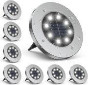 RRP £25.99 infray Solar Ground Lights Outdoor, Disk Garden Lights IP65 Waterproof LED, 8-Pack