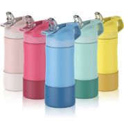 RRP £20.99 Kids Water Bottle 400ml with straw Lid Stainless Steel Water Bottle BPA Free Vacuum