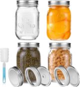 RRP £16.99 YUEYEE Glass Mason Jars with Lids,Food Storage Jars 16oz / 450ml, 4-Pack