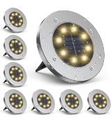 RRP £25.99 Infray Solar Ground Lights Outdoor Solar LED Disk Lights IP65 Waterproof, 8-Pack
