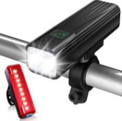 Bike Lights, 2000 Lumen Super Bright USB Rechargeable Bicycle Light, Front Light & Rear Light