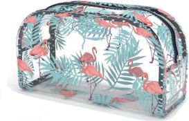 RRP £140 Set of 14 x Large Make up Bag, Large Travel Flamingos Cosmetic Bags Girls Pencil Case