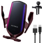 ULTRICS Wireless Car Charger, 2 in 1 Fast Charging Automatic Sensor Mobile Phone Holder