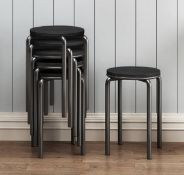 RRP £189.99 Rukulin Stacking Stools Set of 6 - 45cm Backless Round Wooden Top Portable Stools
