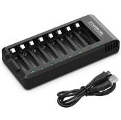 RRP £26 Set of 2 x Powerowl 8 Bay AA AAA Battery Charger USB High Speed Charging