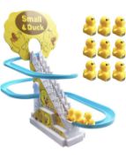 RRP £30 Set of 2 x Small Duck Climbing Stairs Toy with Music