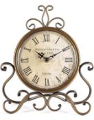 RRP £22.99 HZDHCLH Roman Table Clock Silent Non-Ticking Retro Art Desk Clock 28cm