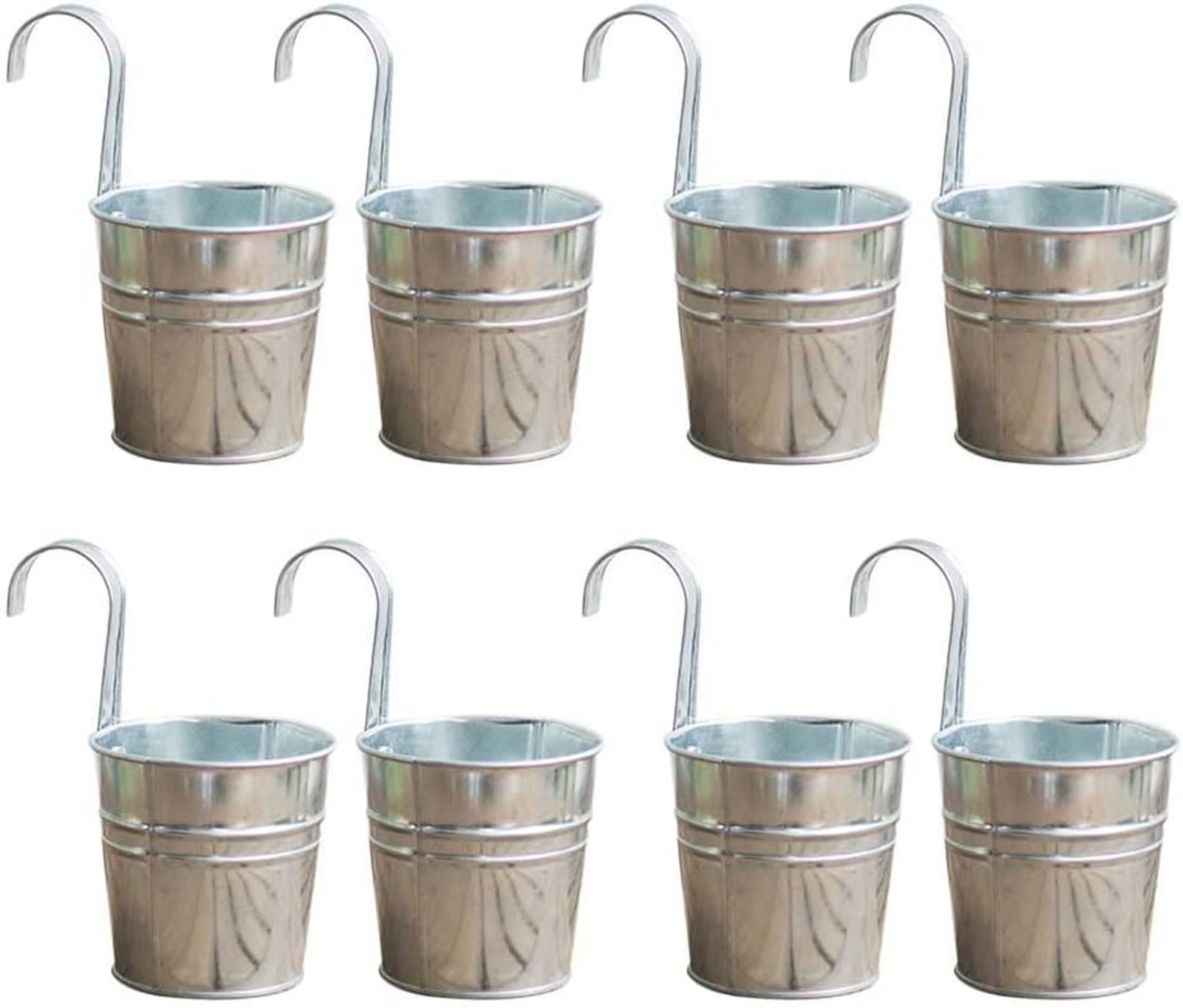 RRP £17.99 Wavel 8 Pcs Hanging Flower Pots With Hook,Metal Iron Bucket Plant Pot